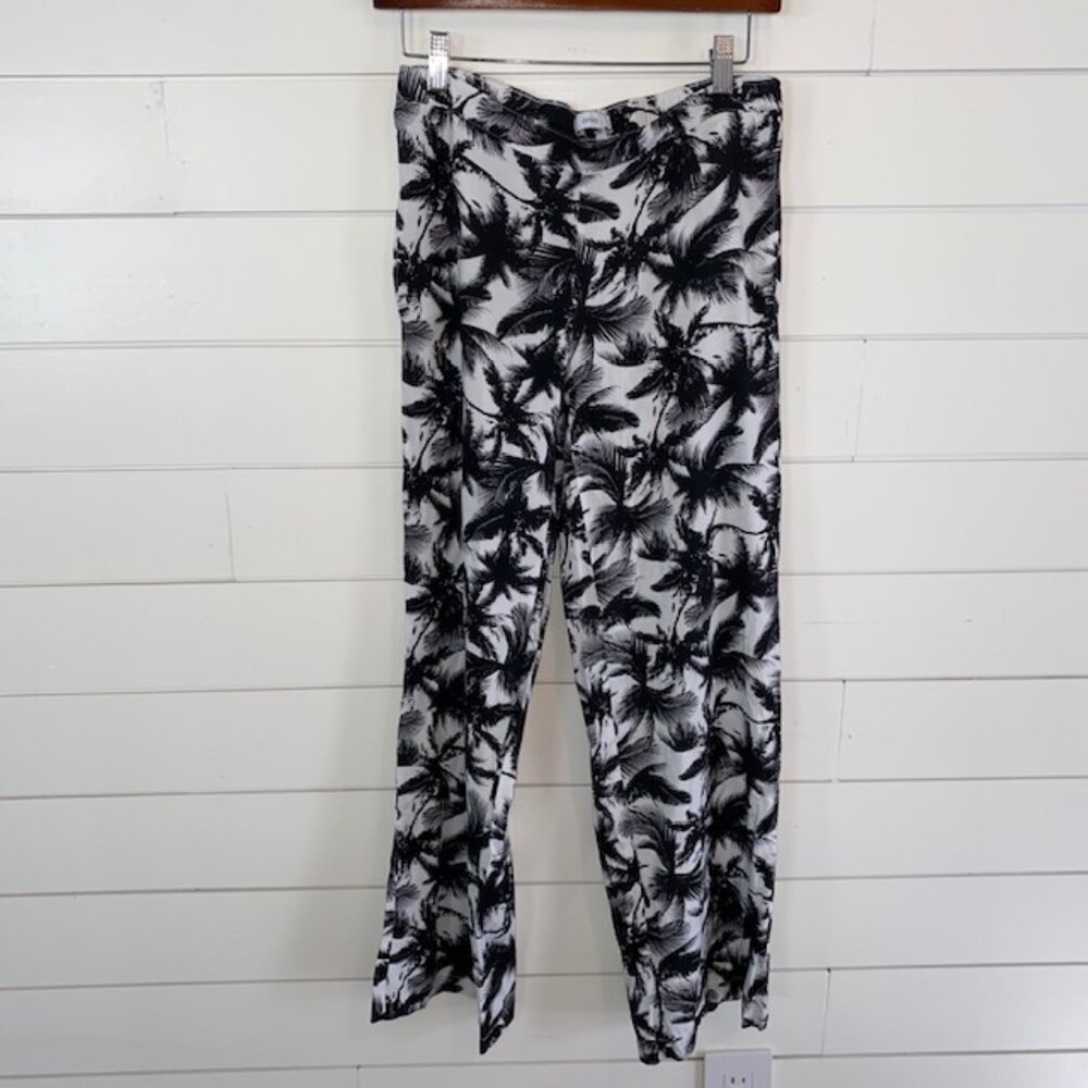 Onia Black & White Palm Tree Pants - Viscose ResortWear Small Lightweight-pocket